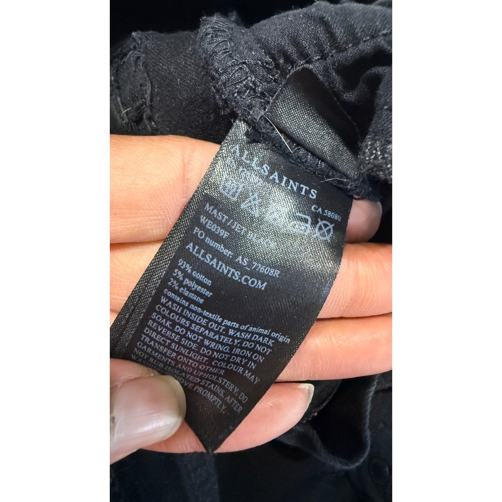 AllSaints Mast Skinny Jeans Jet Black W27 Mid Rise Stretch Denim WE039F - Picture 5 of 9